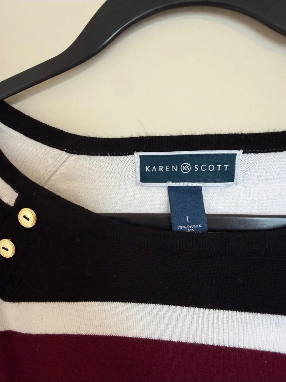 Karen Scott Striped Sweater SZ L